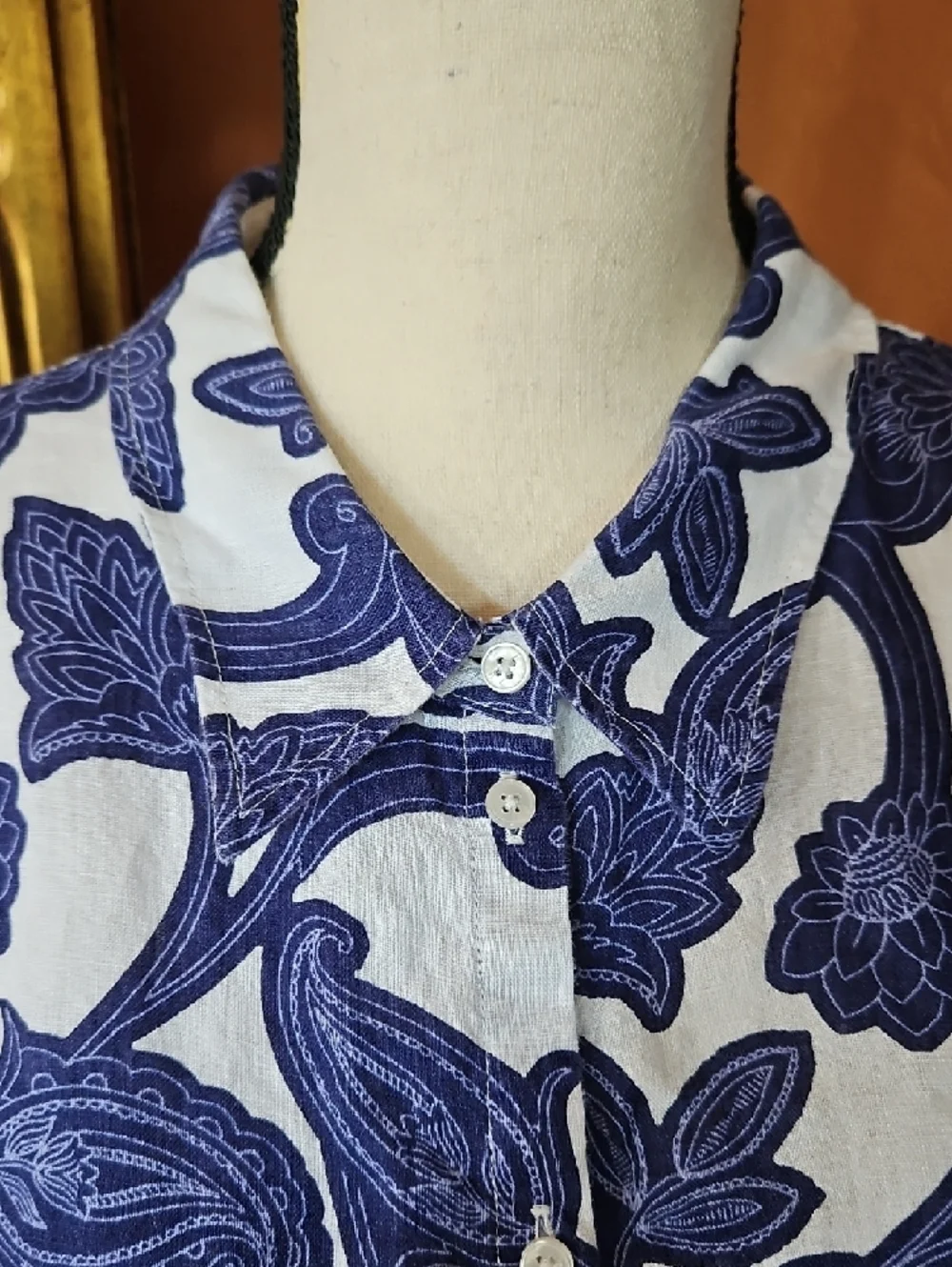 Boden Blue and White Floral Button-Up Blouse - Picture 2 of 8